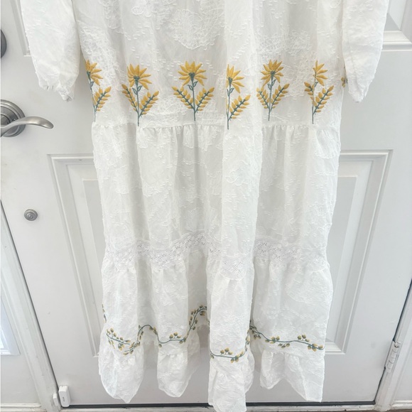 Zara White Embroidered Maxi Dress S - Picture 12 of 12